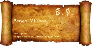 Benes Vilmos névjegykártya
